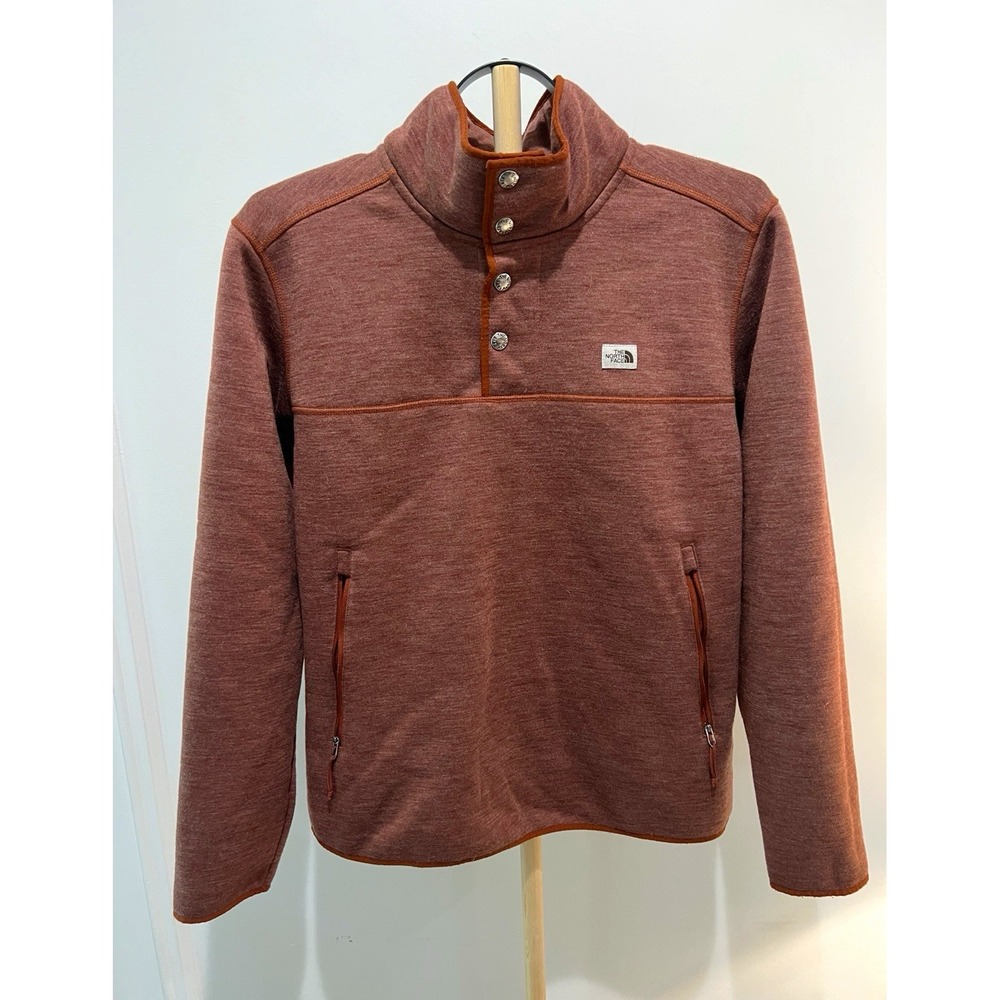 The North Face Mens Mock Neck Snap Pullover Fleece Sweatshirt Brown M C3T10258S8